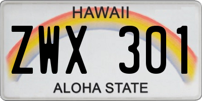 HI license plate ZWX301