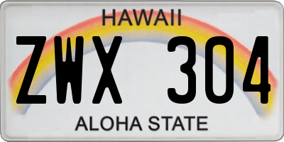 HI license plate ZWX304