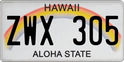 HI license plate ZWX305