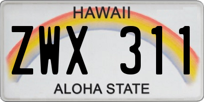 HI license plate ZWX311