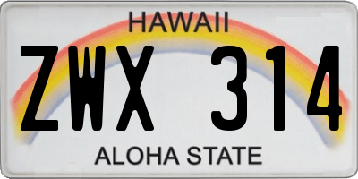 HI license plate ZWX314