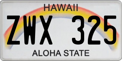 HI license plate ZWX325