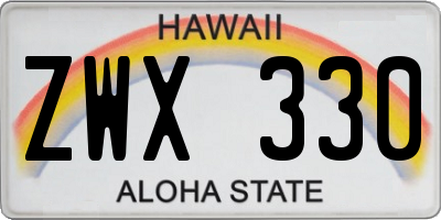 HI license plate ZWX330