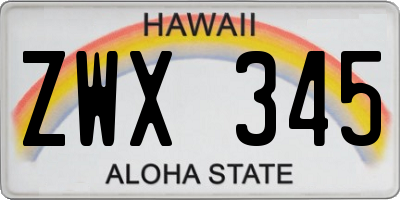 HI license plate ZWX345