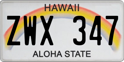 HI license plate ZWX347