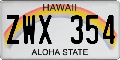 HI license plate ZWX354