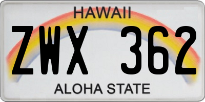 HI license plate ZWX362