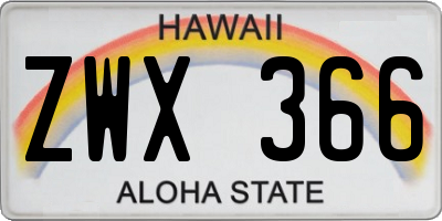 HI license plate ZWX366