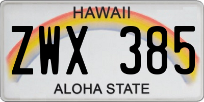HI license plate ZWX385