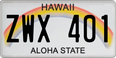 HI license plate ZWX401