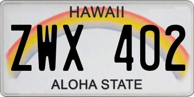 HI license plate ZWX402