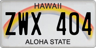 HI license plate ZWX404