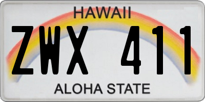 HI license plate ZWX411