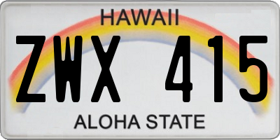 HI license plate ZWX415