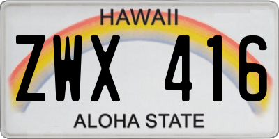 HI license plate ZWX416