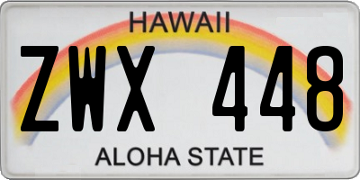 HI license plate ZWX448