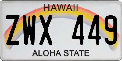 HI license plate ZWX449