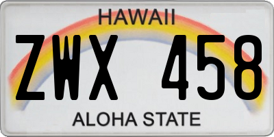HI license plate ZWX458