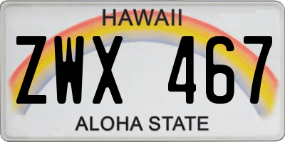 HI license plate ZWX467