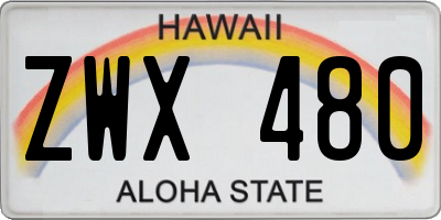 HI license plate ZWX480