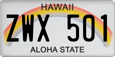 HI license plate ZWX501