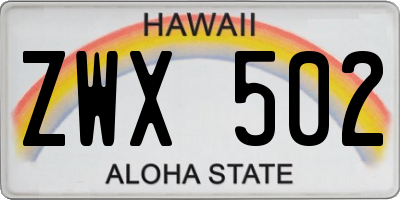 HI license plate ZWX502