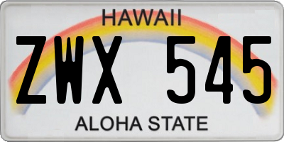 HI license plate ZWX545