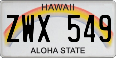 HI license plate ZWX549