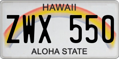 HI license plate ZWX550