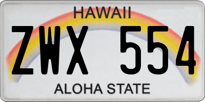 HI license plate ZWX554