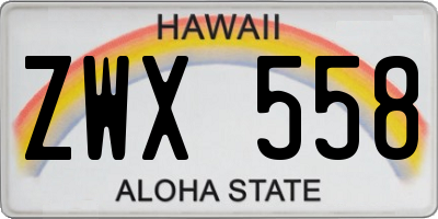 HI license plate ZWX558