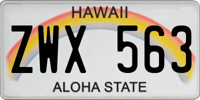 HI license plate ZWX563