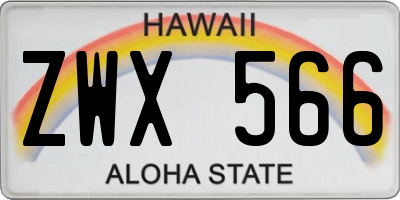 HI license plate ZWX566