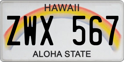 HI license plate ZWX567