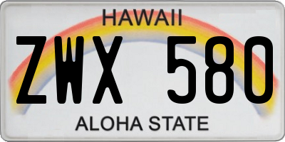 HI license plate ZWX580