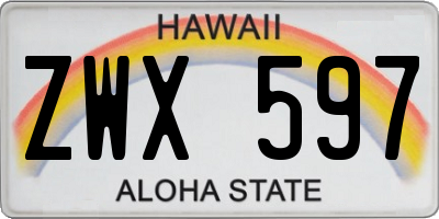 HI license plate ZWX597