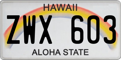 HI license plate ZWX603