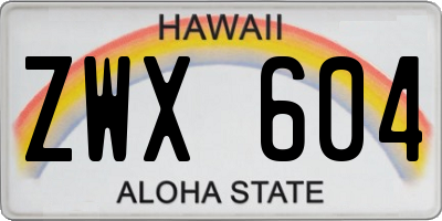 HI license plate ZWX604