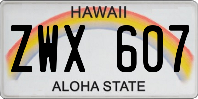 HI license plate ZWX607
