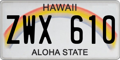 HI license plate ZWX610