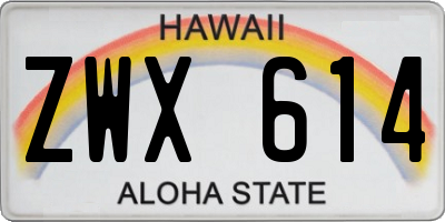 HI license plate ZWX614