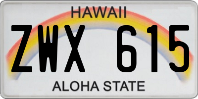 HI license plate ZWX615