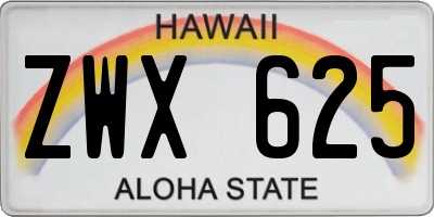HI license plate ZWX625