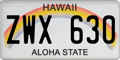 HI license plate ZWX630