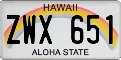 HI license plate ZWX651