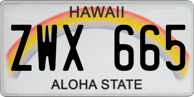 HI license plate ZWX665