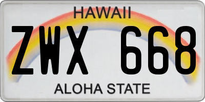 HI license plate ZWX668