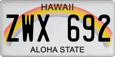 HI license plate ZWX692