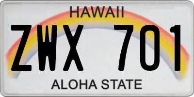 HI license plate ZWX701