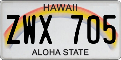 HI license plate ZWX705